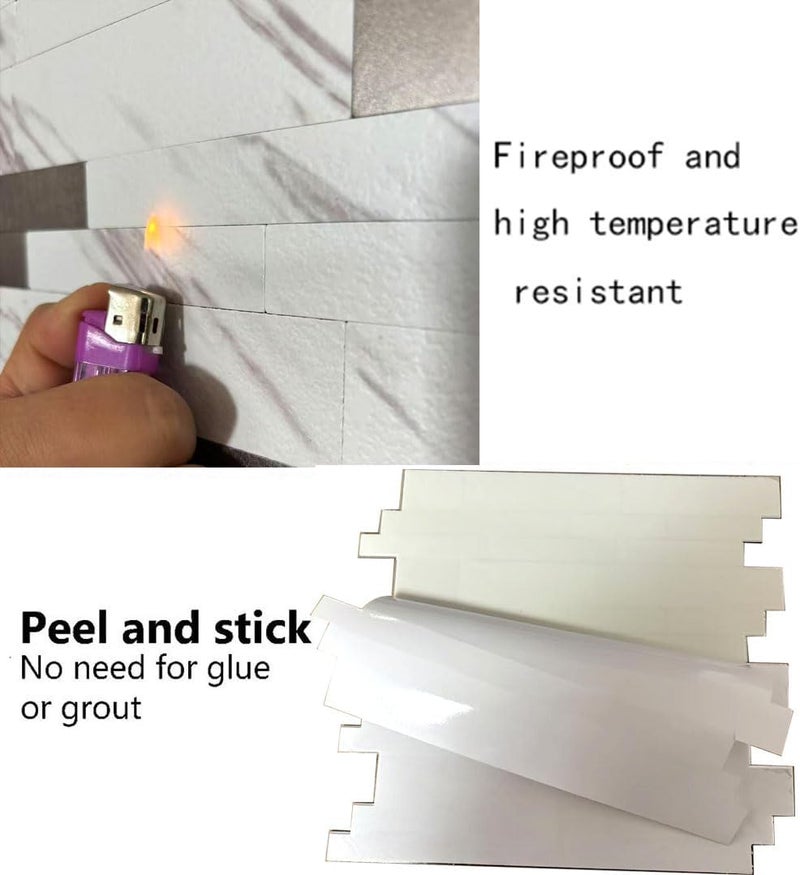 weimeisc 10 Sheets Peel and Stick Backsplash Tile for Kitchen, Self-Adhesive Mosaic Tile, Stick on Bathroom Vanities，Fireplace Décor, Laundry Table (White Marble+Frosted Grey-2) - Image 5